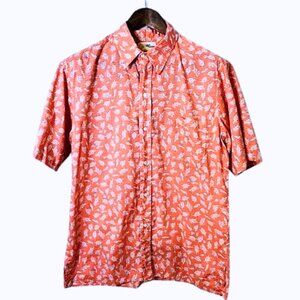 Vintage 80's Reyn Spooner Hawaiian Aloha Shirt Pink/Peach Shells Large